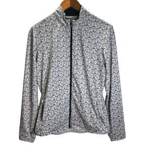 SanSoleil M UV 50 Zip Jacket Wine Glass Print Long Sleeve Golf Top